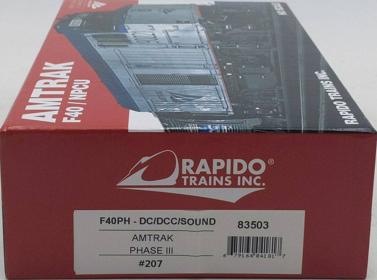 Rapido Trains 83503 HO Amtrak F40PH Diesel Locomotive #207 w/ DC/DCC/Sound