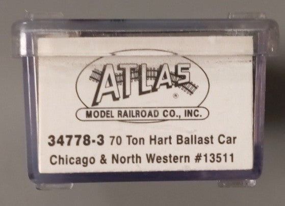 Atlas 34778-3-1 N Scale Chicago & North Western 70-Ton Hart Ballast Car #13511 LN/Box