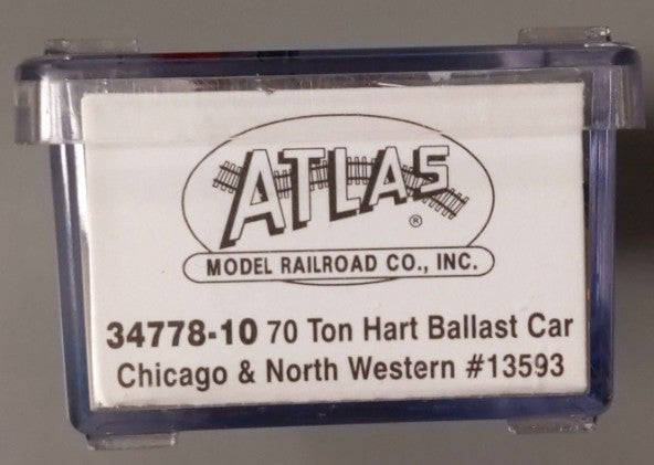Atlas 34778-10-1 N Scale Chicago & North Western 70-Ton Hart Ballast Car #13593 LN/Box