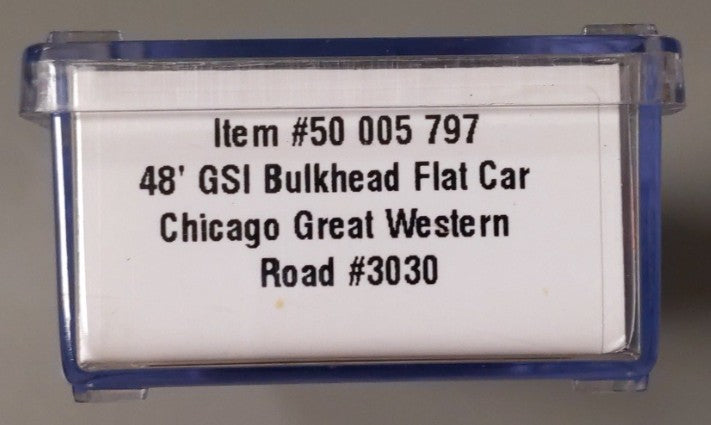 Atlas 50005797 N Chicago Great Western RTR 48' GSI Bulkhead Flat Car #3030