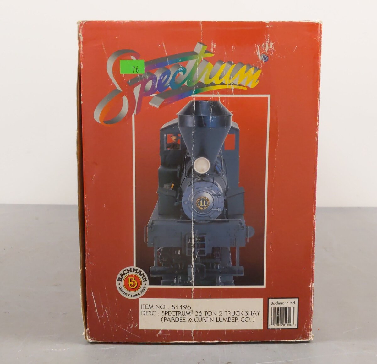 Bachmann 81196 G Pardee & Curtin Lumber Co. 2-Truck Shay Steam Locomotive #11 EX/Box