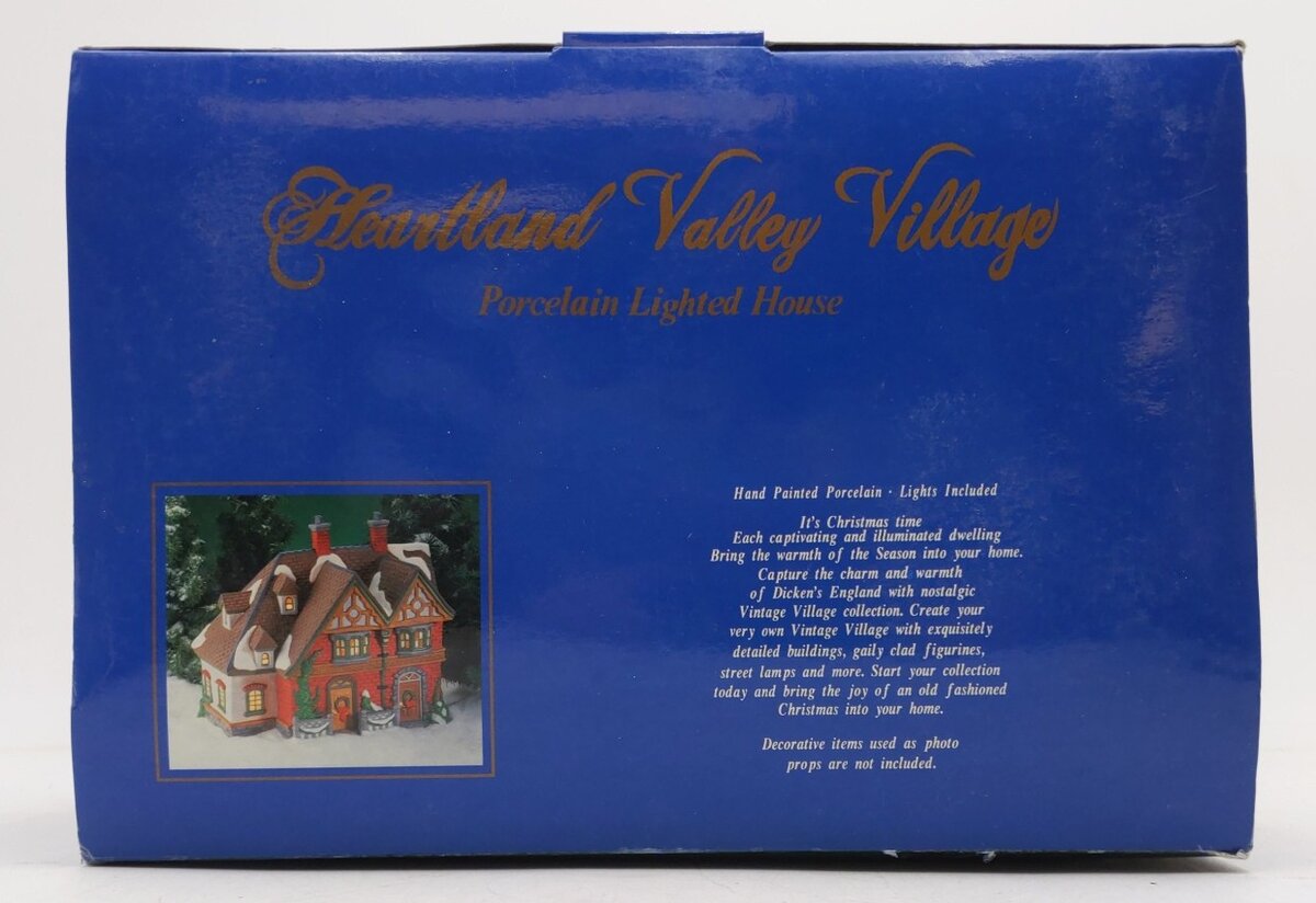 Heartland Valley Village Deluxe Porcelain Red Brick Tudor Lighted House EX/Box