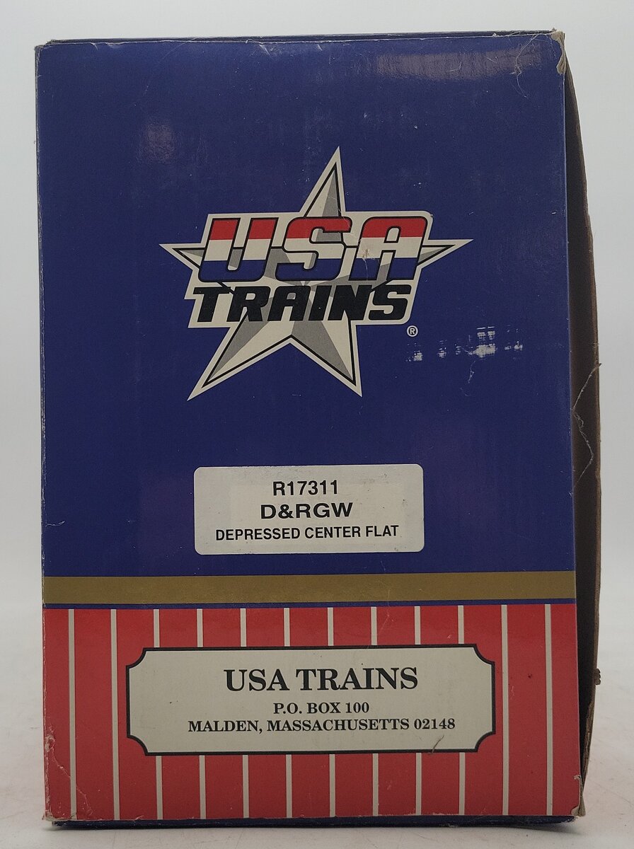 USA Trains R17311 G Denver & Rio Grande Western Depressed Center Flatcar #195 EX/Box