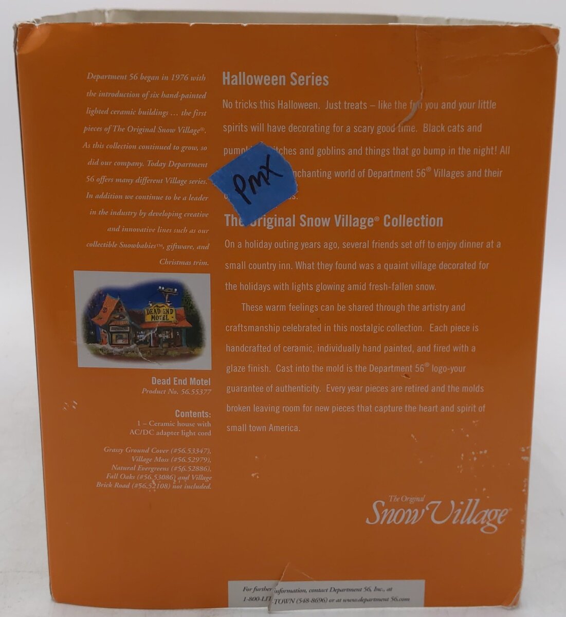 Dept 56 56.55377 Snow Village Halloween Dead End Motel Ceramic Building EX/Box