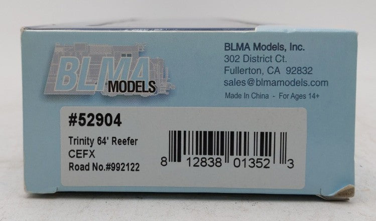 BLMA Models 52904 HO Scale CEFX Trinity 64' Modern Refrigerator Car #922122 LN/Box