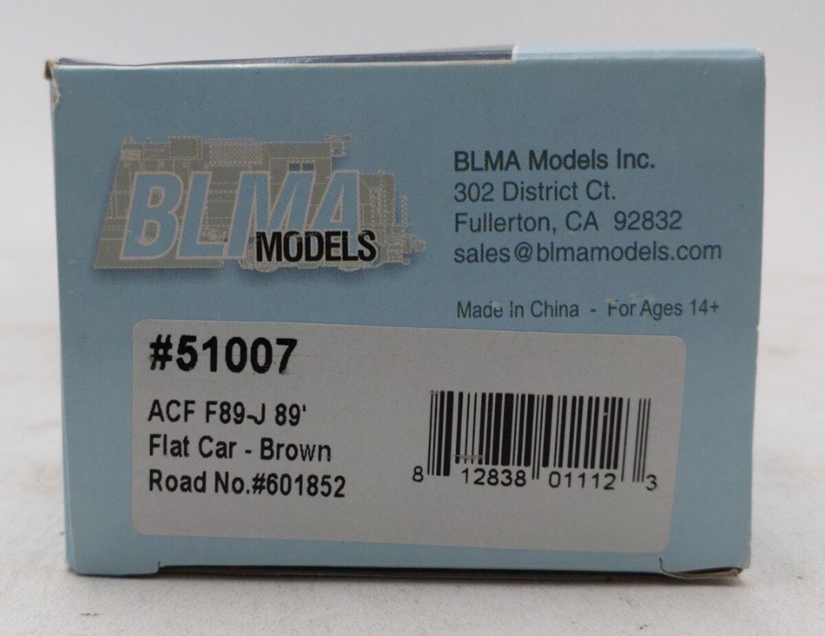 BLMA Models 51007 HO Scale TTX ACF F89-J 89' Flatcar #601852