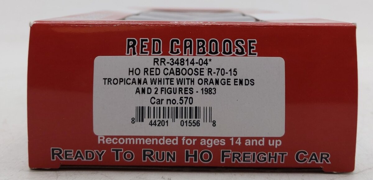 Red Caboose RR-34814-04 HO Tropicana R-70-15 White W/Orange Ends Boxcar #570 EX/Box