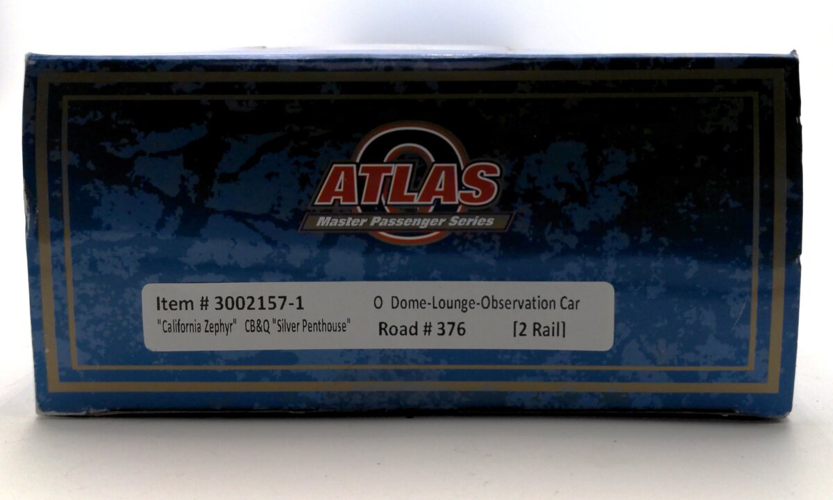 Atlas 3002157-1 O CB&Q Cali Zephyr "Silver Penthouse" Observation Car (2 Rail) MT/Box