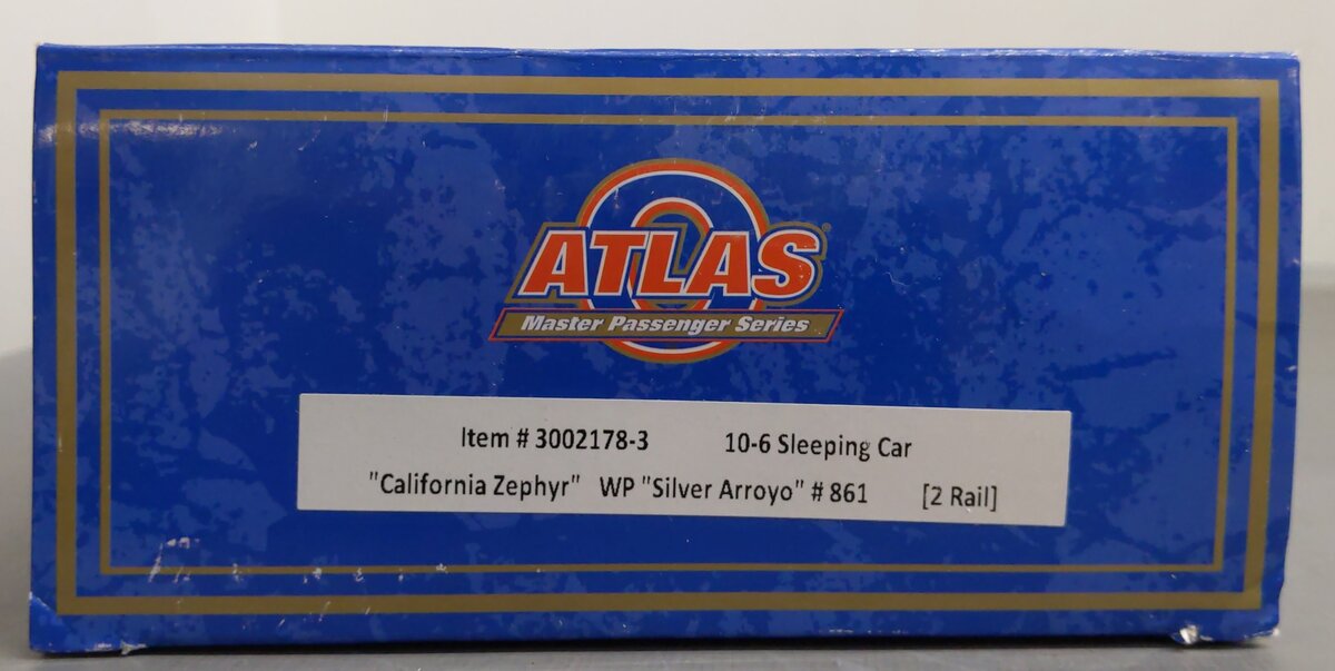Atlas 3002178-3 O WP Cali Zephyr "Silver Arroyo" 10-6 Sleeping Car (2 Rail) LN/Box