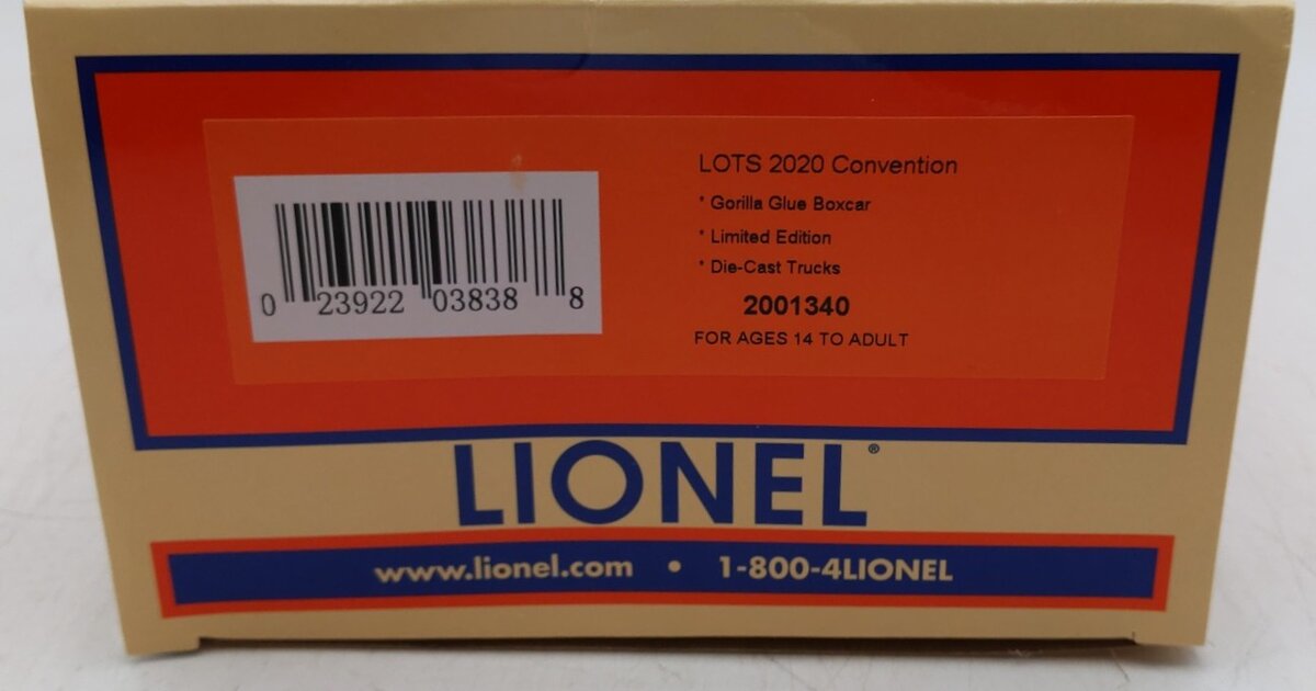 Lionel 2001340 O Gauge LOTS 2020 Convention Gorilla Glue Boxcar LN/Box