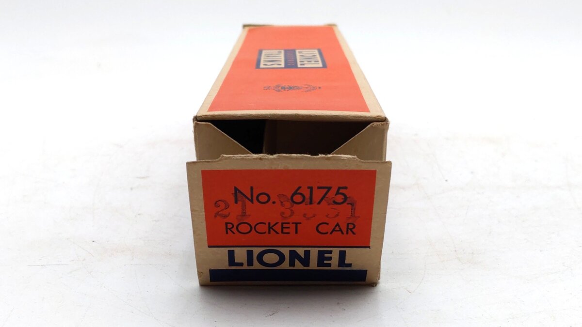 Lionel 6175 Vintage O Red Flatcar with US Navy Rocket VG/Box