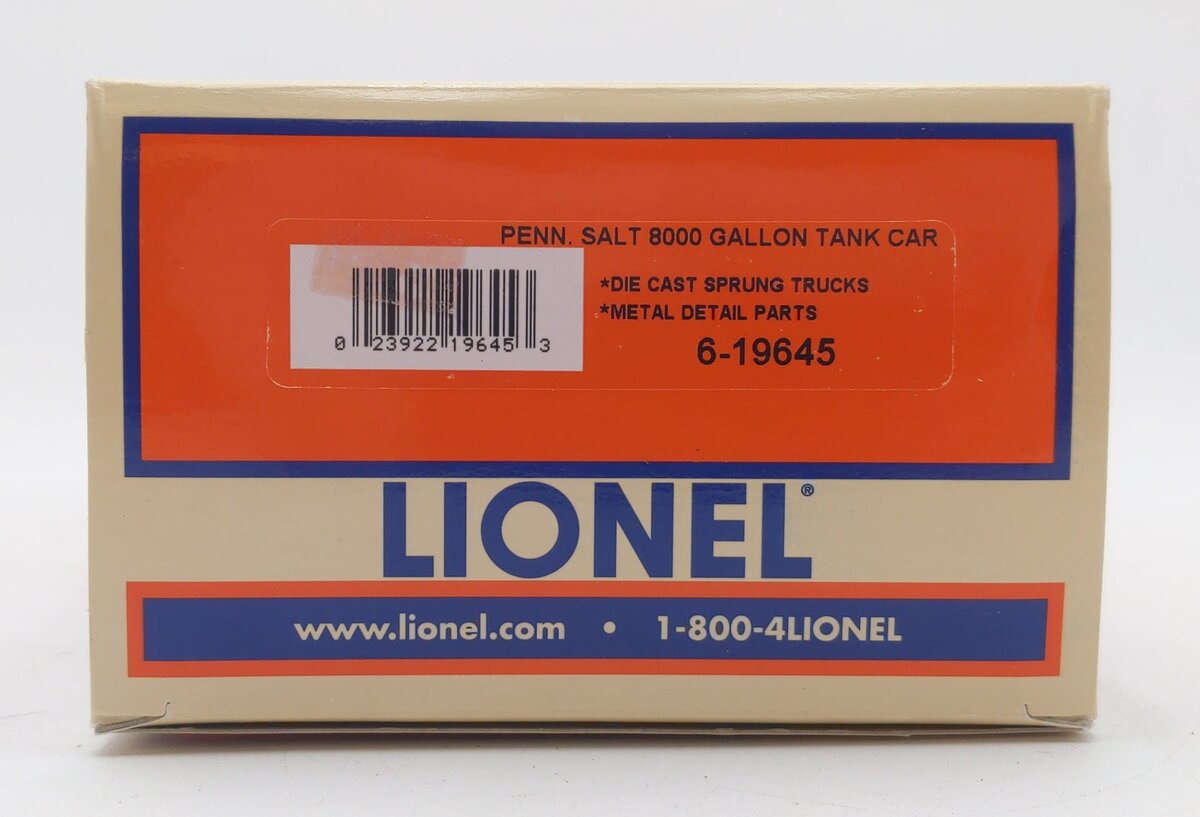 Lionel 6-19645 O Gauge Pennsylvania Salt 8,000 Gallon Tank Car #4724 EX/Box