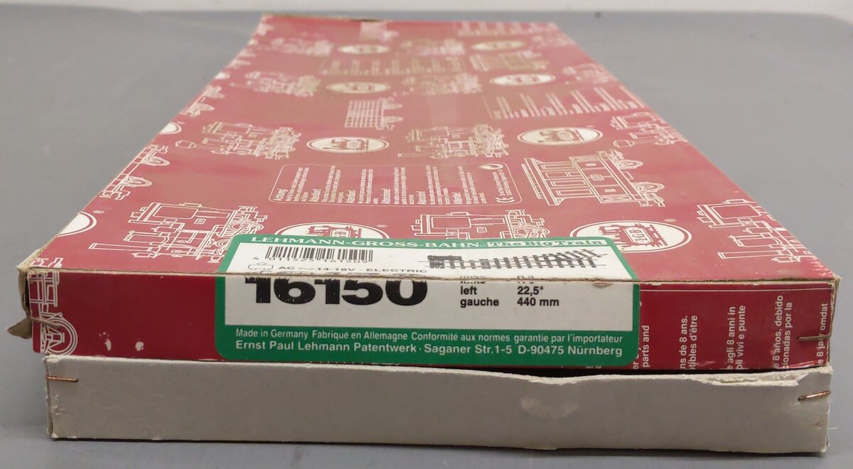 LGB 16150 G 22.5° R3 Left Hand Remote Electric Switch Turnout/Box