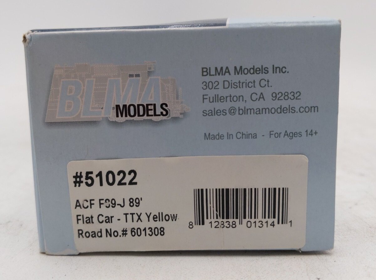 BLMA Models 51022 HO Scale RTTX ACF F89-J 89' Flatcar #601308