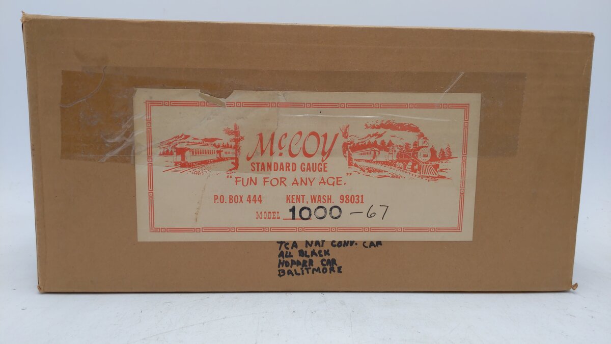 McCoy 1000-67 Standard Gauge TCA 1967 National Convention Hopper Car EX/Box