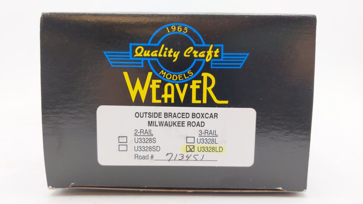Weaver U3328LD O Milwaukee Road Outside Braced Boxcar #713451 (3 Rail) LN/Box