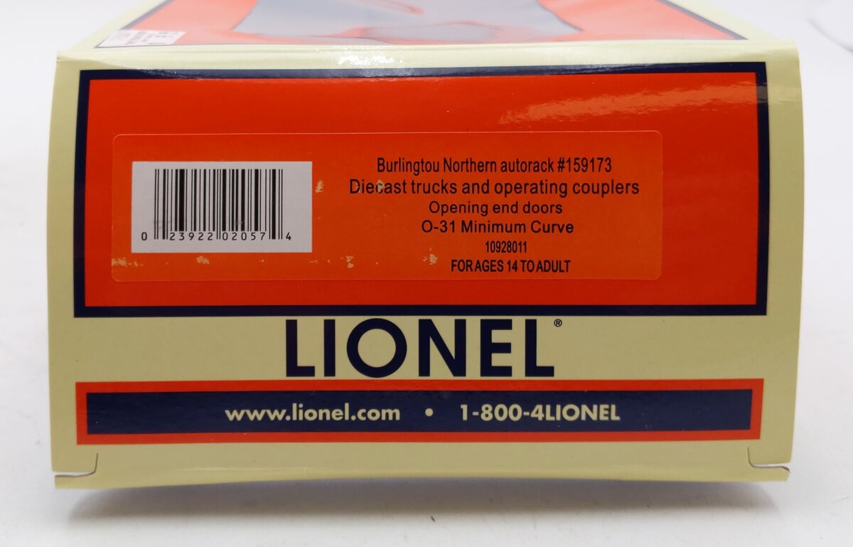 Lionel 1928011 O Burlington Northern Autorack #159173 LN/Box