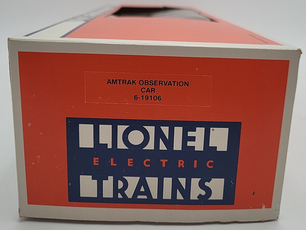 Lionel 6-19106 O Gauge Amtrak Aluminum Observation Passenger Car #9106 VG/Box