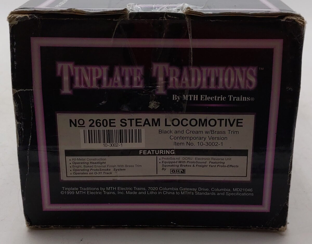 MTH 10-3002-1 O Gauge Tinplate 260E Steam Locomotive & Tender w/PS1 EX/Box