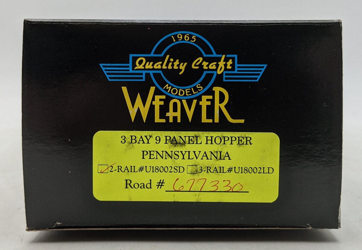 Weaver U18002SD O Gauge Pennsylvania RR 3-Bay 9-Panel Hopper #677330 (2-Rail) LN/Box