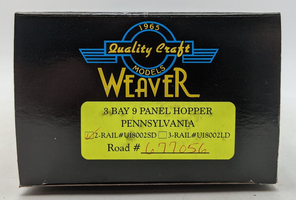 Weaver U18002SD O Gauge Pennsylvania RR 3-Bay 9-Panel Hopper #677056 (2-Rail) LN/Box
