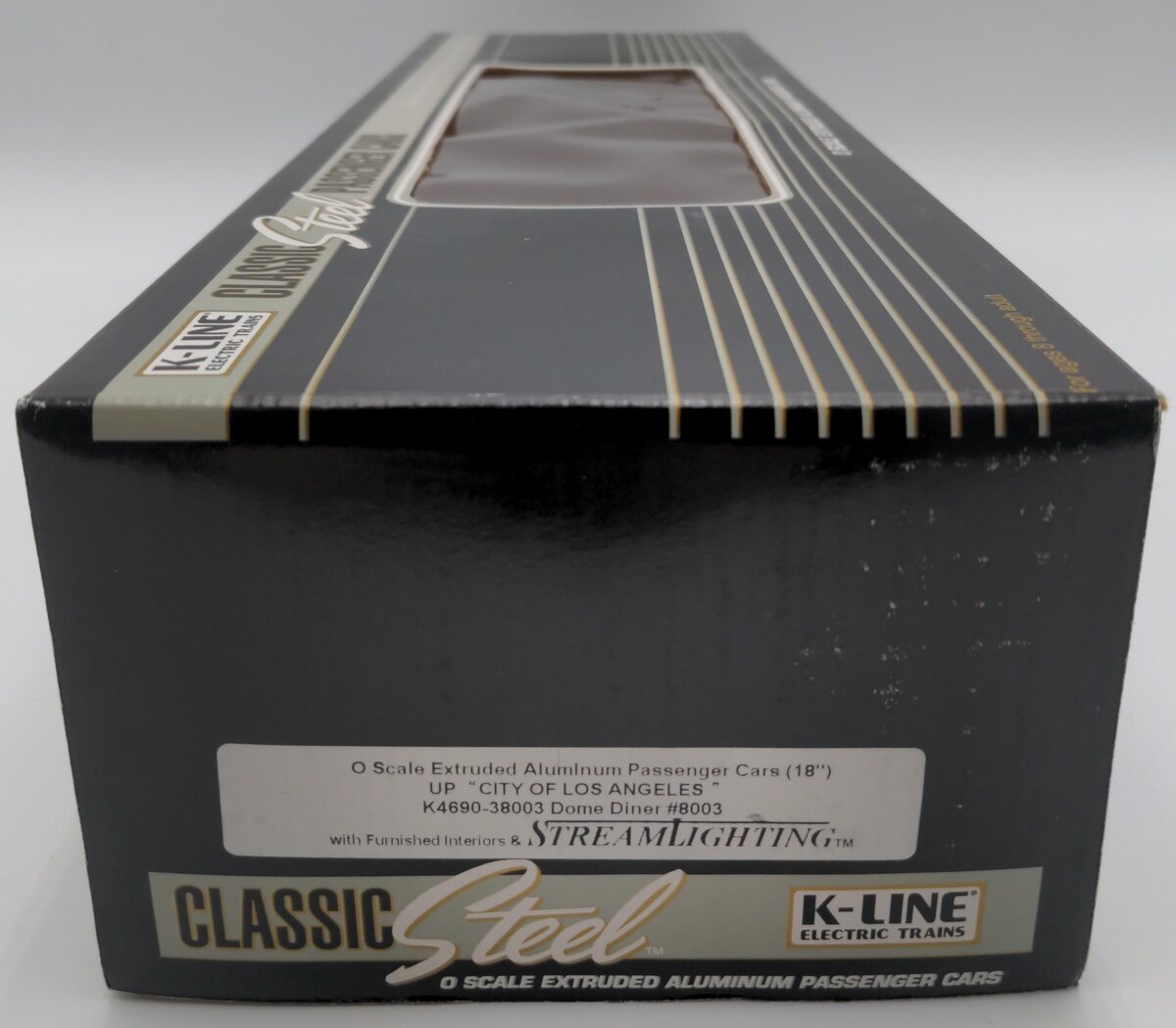 K-Line K4690-38003 O Gauge Union Pacific 18" Aluminum Vista Dome Diner Car #8003 EX/Box