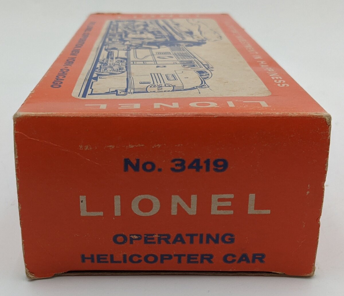 Lionel 3419 Vintage O Operating Flatcar w/ Double-Bladed Helicopter VG/Box