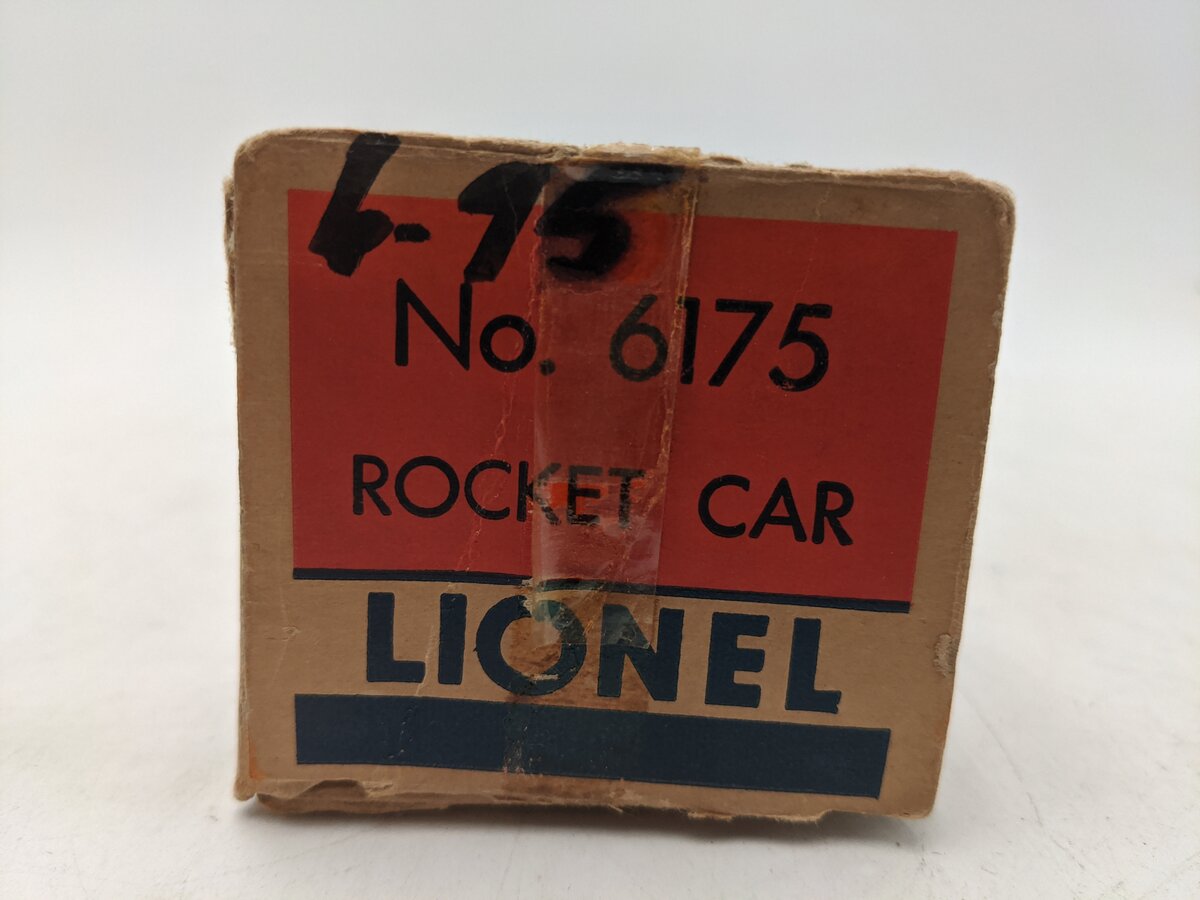 Lionel 6175 Vintage O Black Flatcar with US Navy Rocket VG/Box