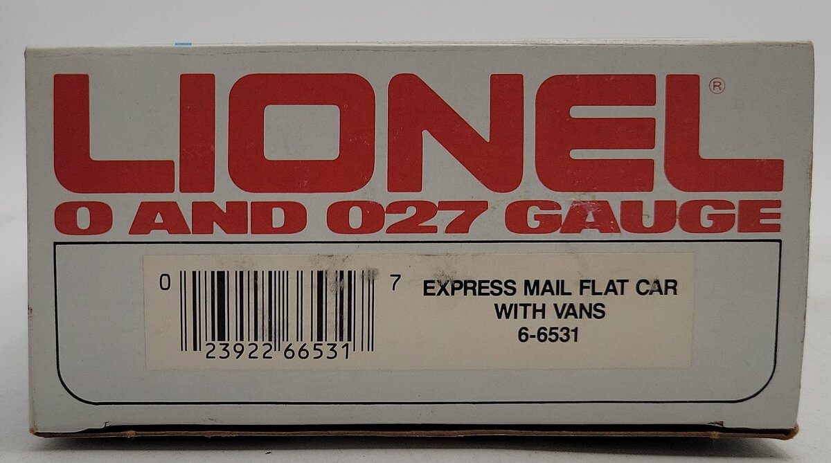 Lionel 6-6531 O Gauge Express Mail Flatcar with Piggyback Trailers EX/Box