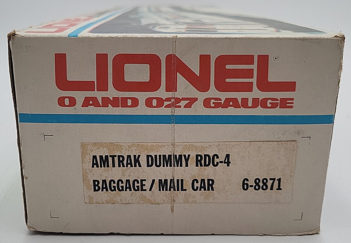 Lionel 6-8871 O Gauge Amtrak Dummy RDC-4 Baggage/Mail Car #8871 VG/Box