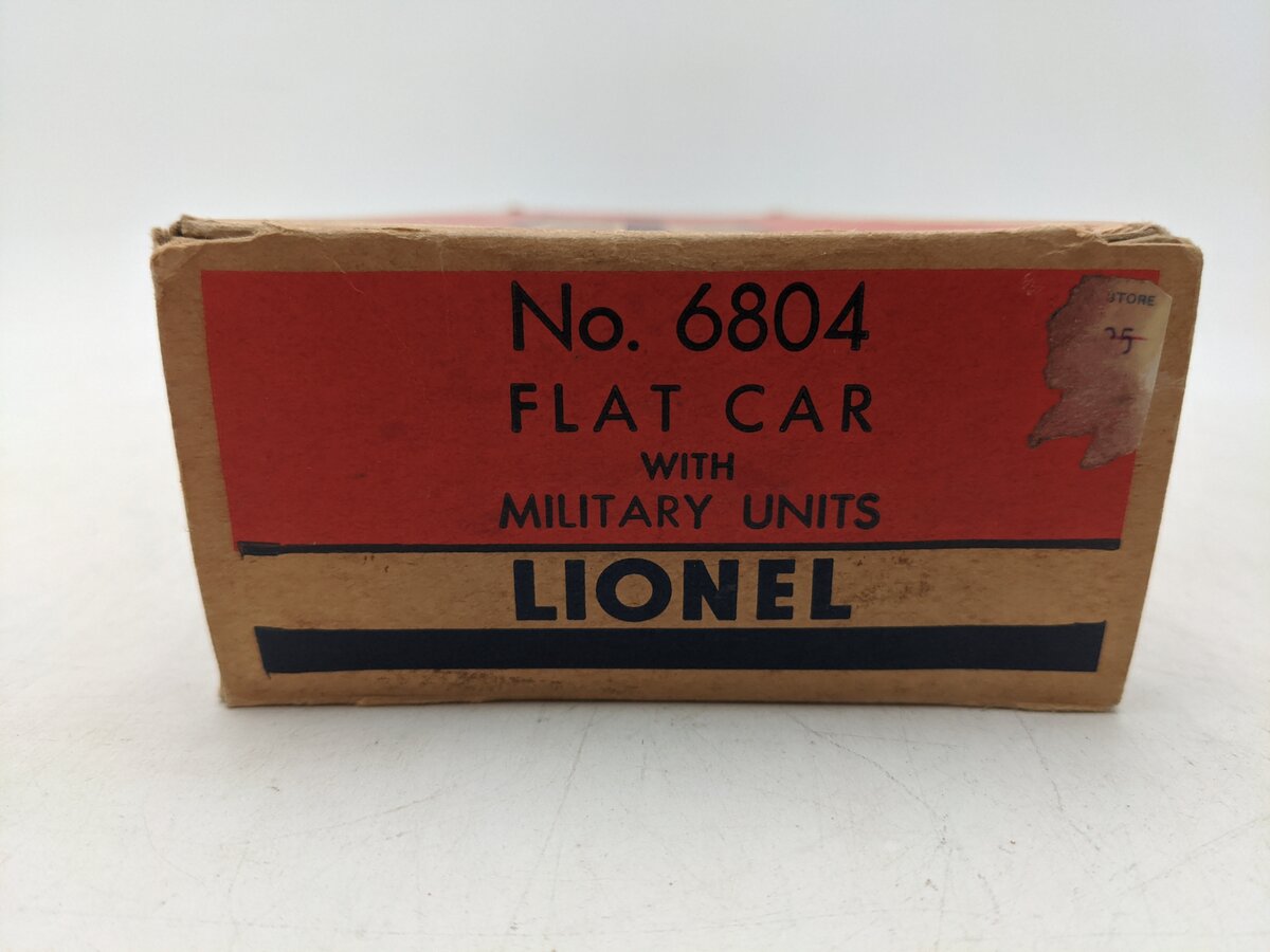 Lionel 6804 Vintage O Flatcar w/ USMC AA Gun Truck & Sound Truck EX/Box