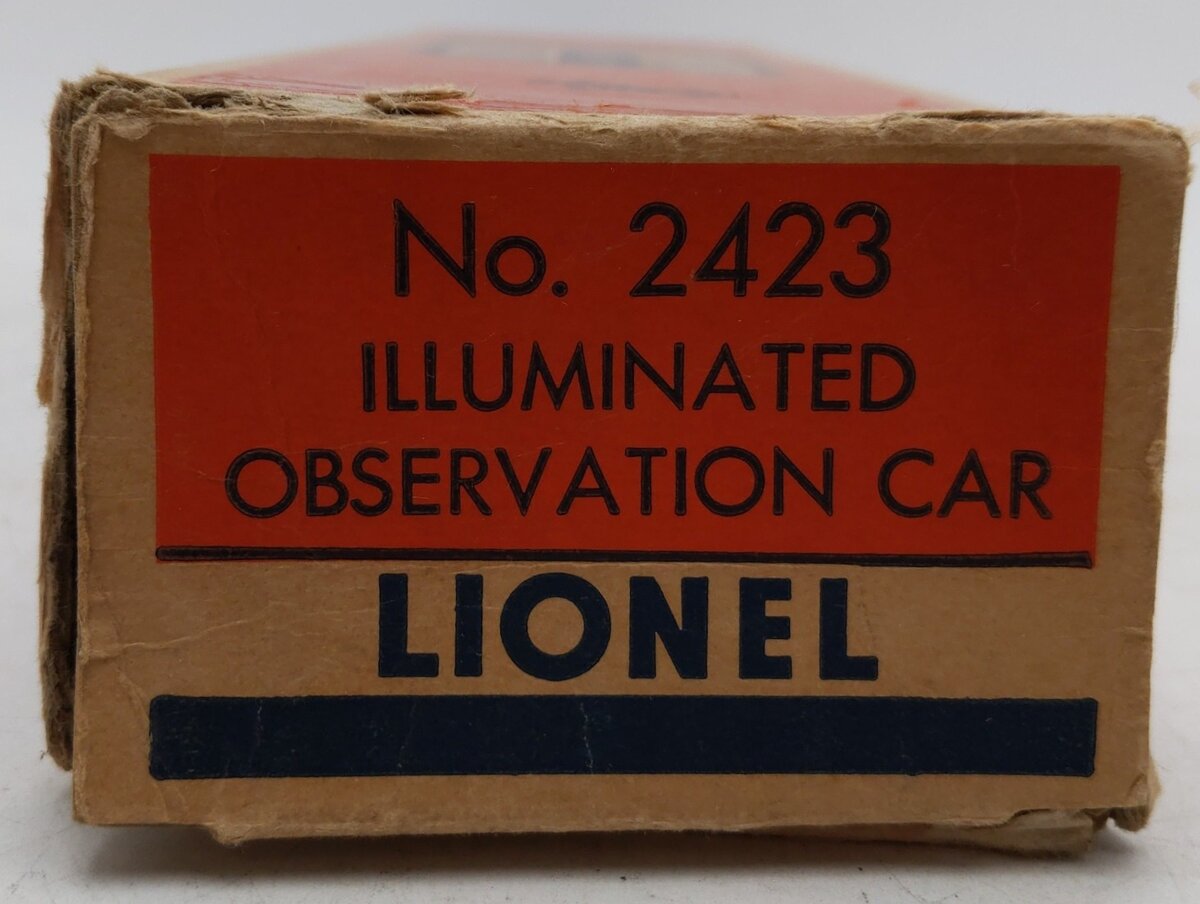 Lionel 2423 Vintage O Lionel Lines Hillside Lighted Observation Car w Gray Roof VG/Box