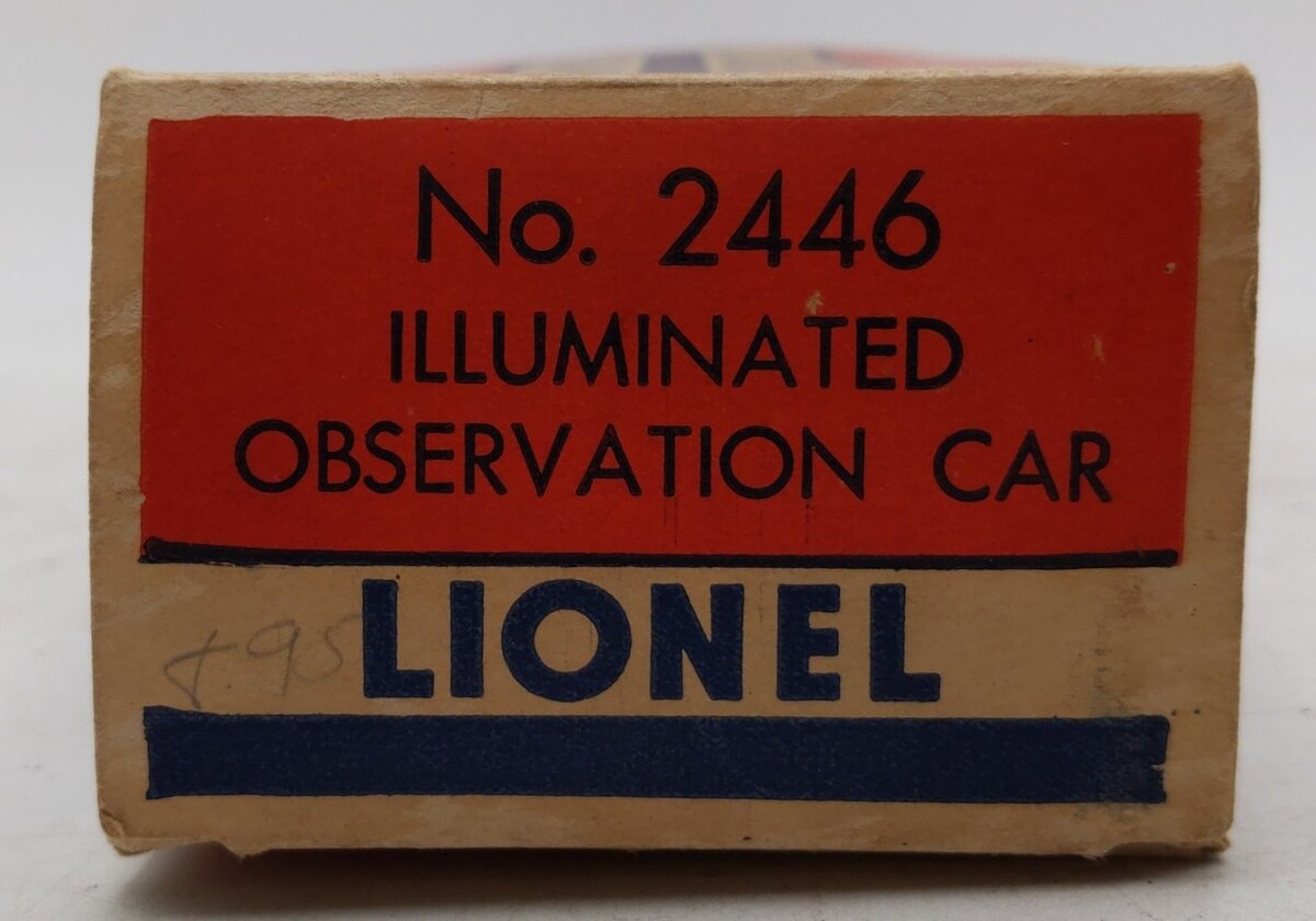Lionel 2446 Vintage O Lionel Lines Summit Solid Red Stripe Observation Car VG/Box