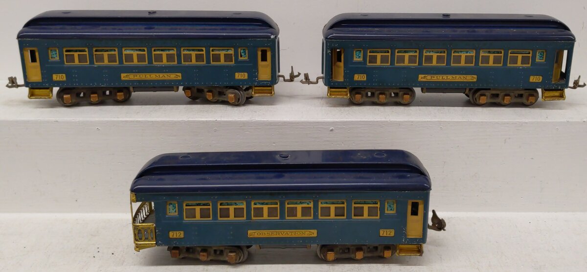 Lionel 256 O Gauge Vintage Passenger Car Set (No Engine): 710, 710 & 712 VG