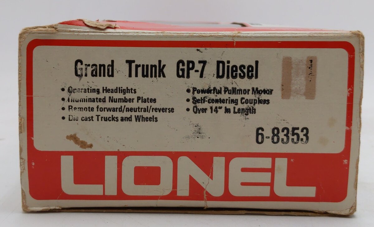 Lionel 6-8353 O Gauge Grand Trunk GP7 Diesel Locomotive EX/Box