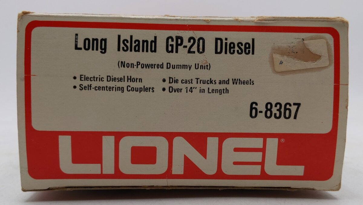 Lionel 6-8367 O Gauge Long Island GP20 Non-Powered Diesel Locomotive VG/Box