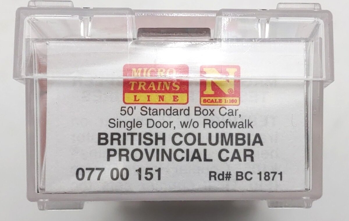 Micro-Trains 07700151 N British Columbia 50' Single Door Boxcar #1871 LN/Box