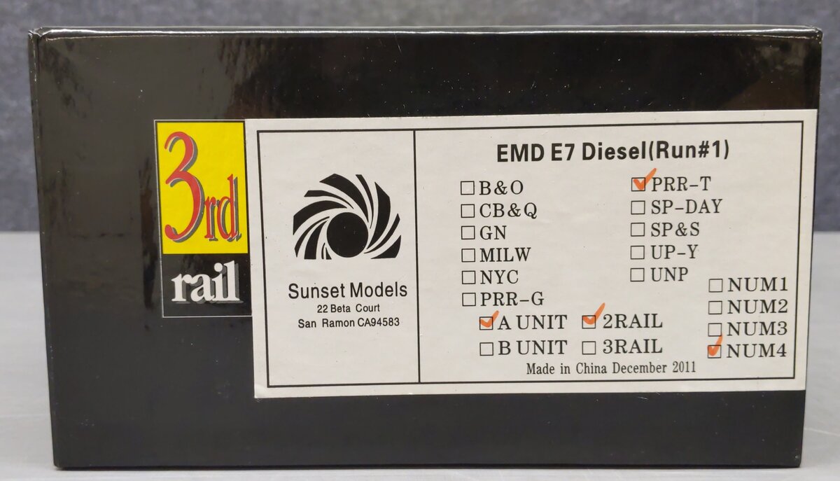 Sunset Models O ABS PRR-T EMD E7 Diesel 2-Rail Locomotive (Run #1) #5857 NIB