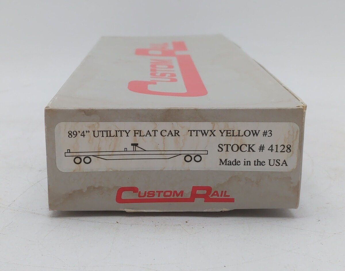 Custom Rail 4128 HO Scale TTWX Yellow #3 89'4" Utility Flatcar Kit EX/Box