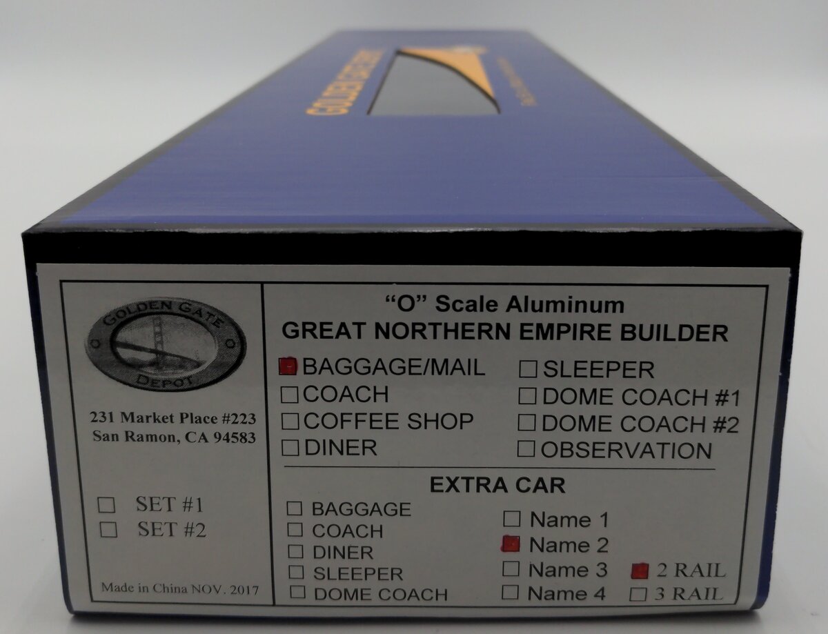 Golden Gate Depot O Great Northern Empire Builder Baggage/Mail Car #1103 2-Rail LN/Box