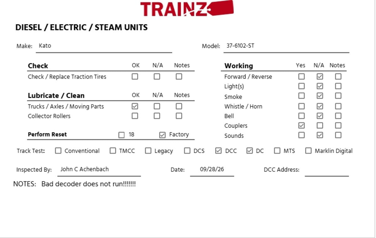 Kato 37-6102-ST HO Amtrak Phase VB Diesel Loco w/ SoundTraxx & Tsunami DCC #161 EX/Box