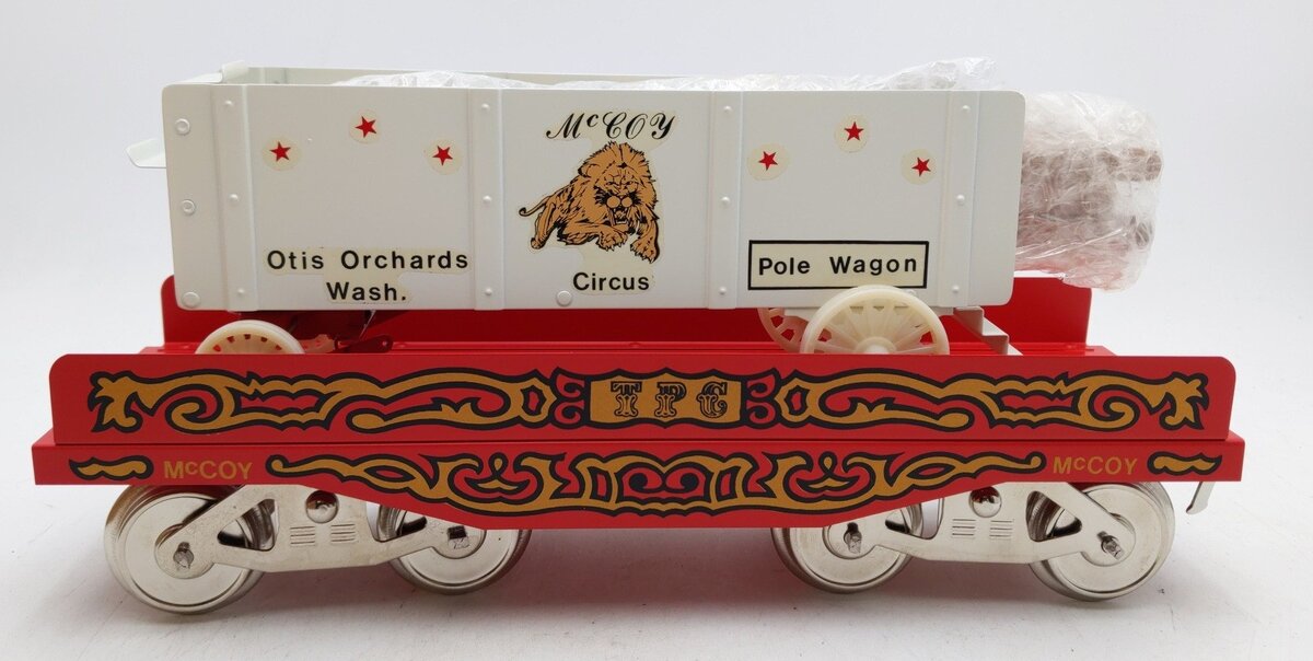 McCoy 256 Standard Gauge TPC Circus Flatcar with Lion Pole Wagon LN/Box