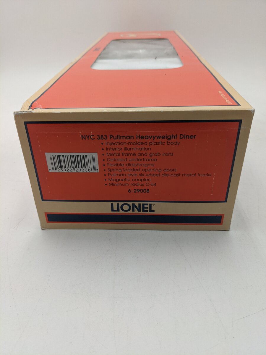 Lionel 6-29008 O Gauge New York Central Heavyweight Diner Car #383 EX/Box