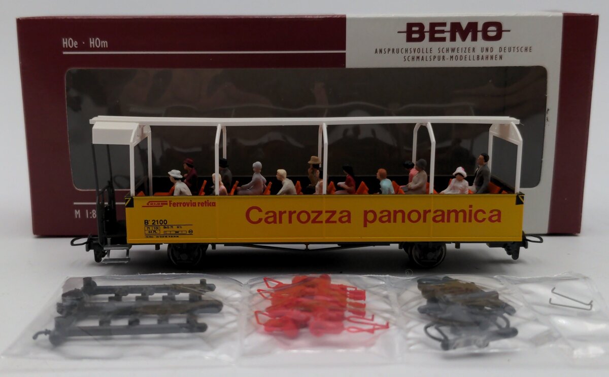 Bemo 3280 110 HOm RhB Open Observation Car w/ Passengers #2100 LN