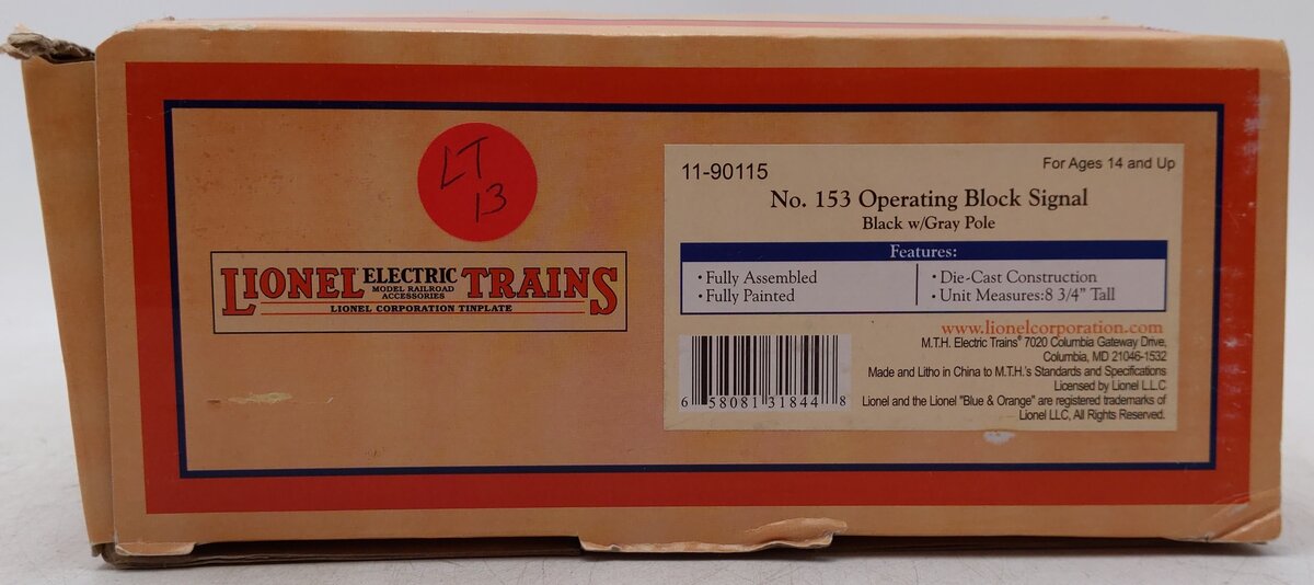 MTH 11-90115 Standard #153 Operating Block Signal, Black/Gray EX/Box