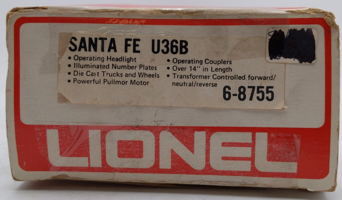 Lionel 6-8755 O Santa Fe U36B Diesel Locomotive VG/Box