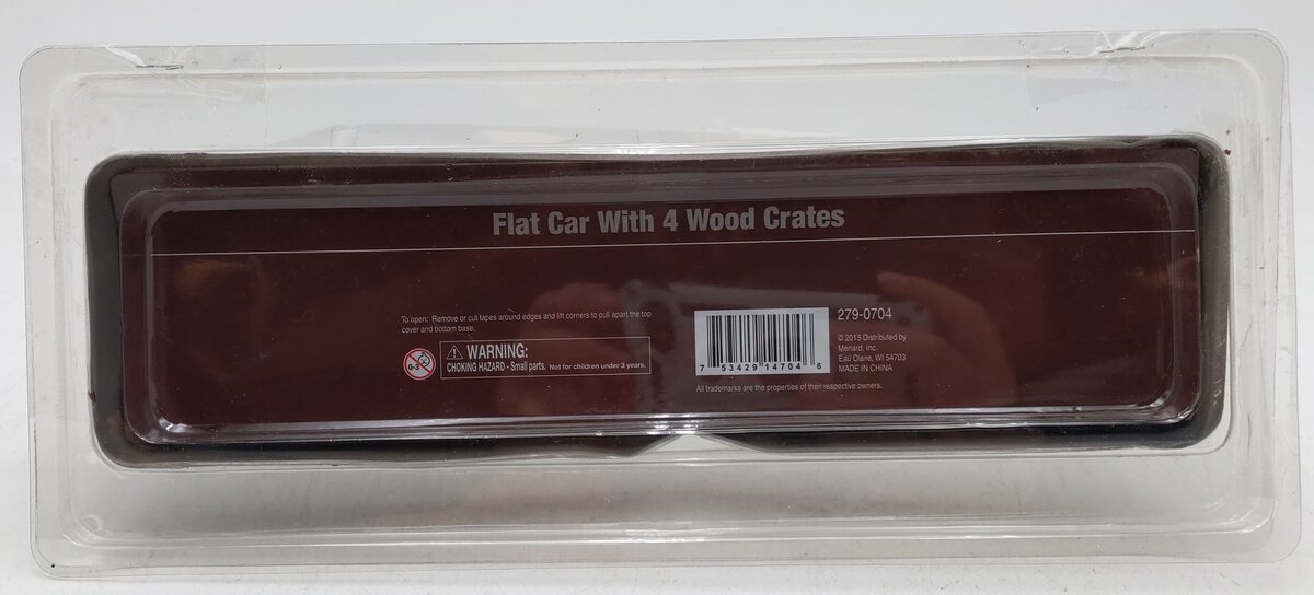 Menards 279-0704 O Milwaukee Road Flatcar w/ Wood Crates #1090 EX/Box