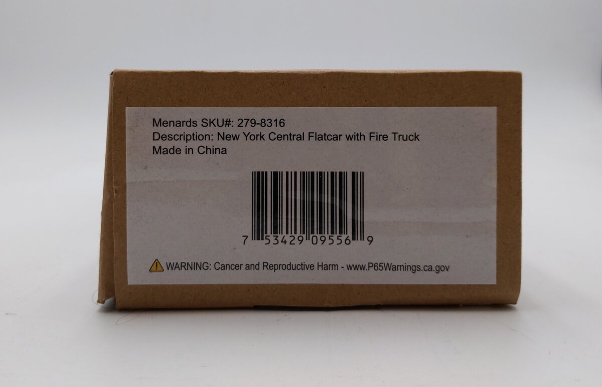 Menards 279-8316 o New York Central Flatcar W/ Fire Truck #5393 LN/Box