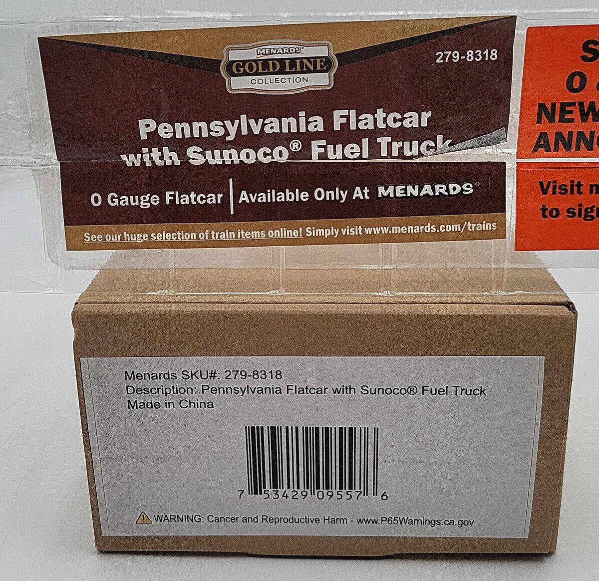 Menards 279-8318 Pennsylvania Flatcar w/ Sunoco Fuel Truck EX/Box