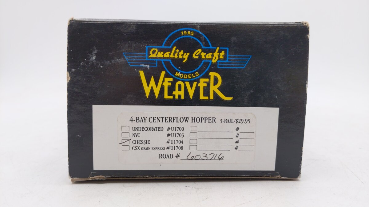 Weaver U1704 O Gauge Chessie 4-Bay Centerflow Hopper Car #603716 EX/Box